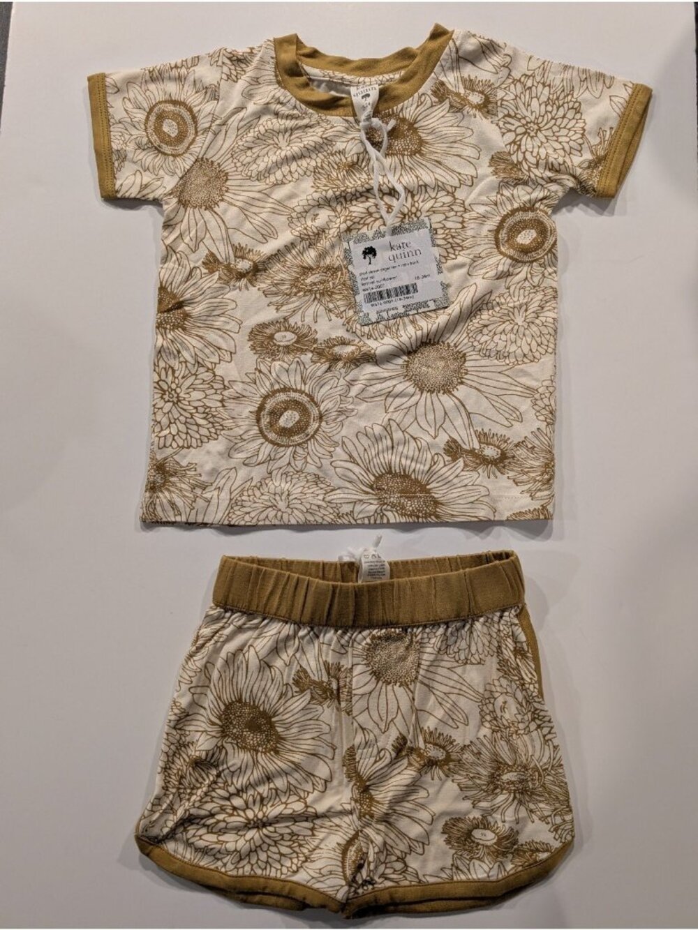 Kate Quinn Fennel Sunflower Short Sleeve Track Short Set 18-24m Bamboo 101